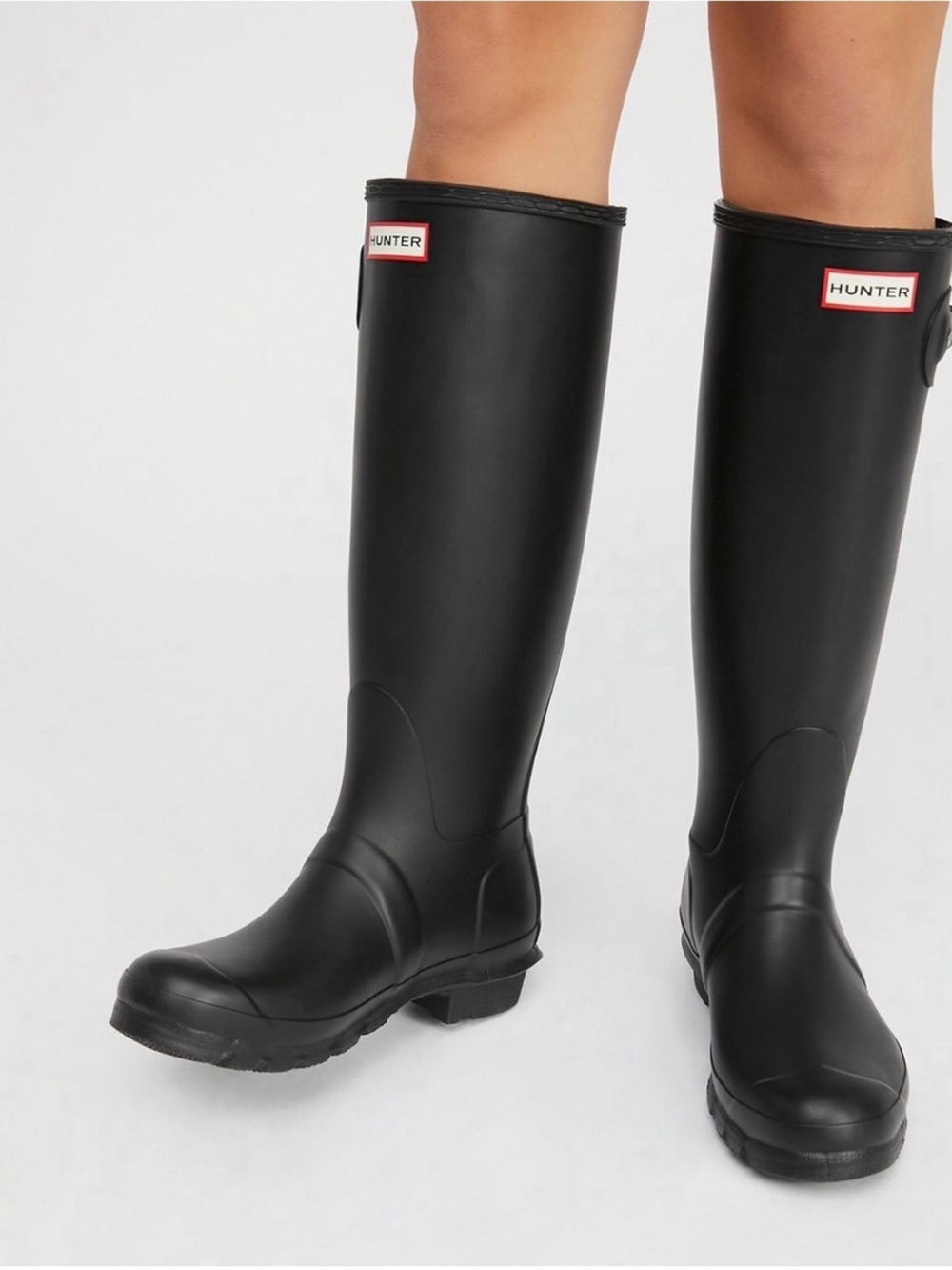 Hunter Rain Boots Tall Matte Black Original Back Adjustable Women’s EU 37 US 6